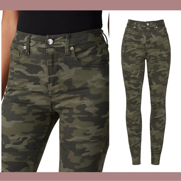 NEW‎ Good American [ Plus size 24 ] Good Waist Skinny Jeans in Camo Green - Picture 4 of 16